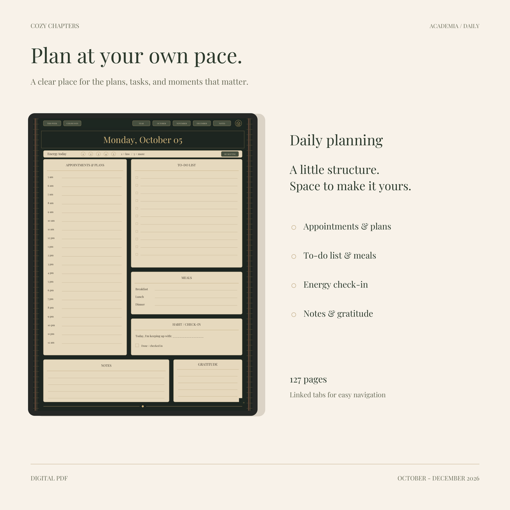 Fall Daily Planner — Academia