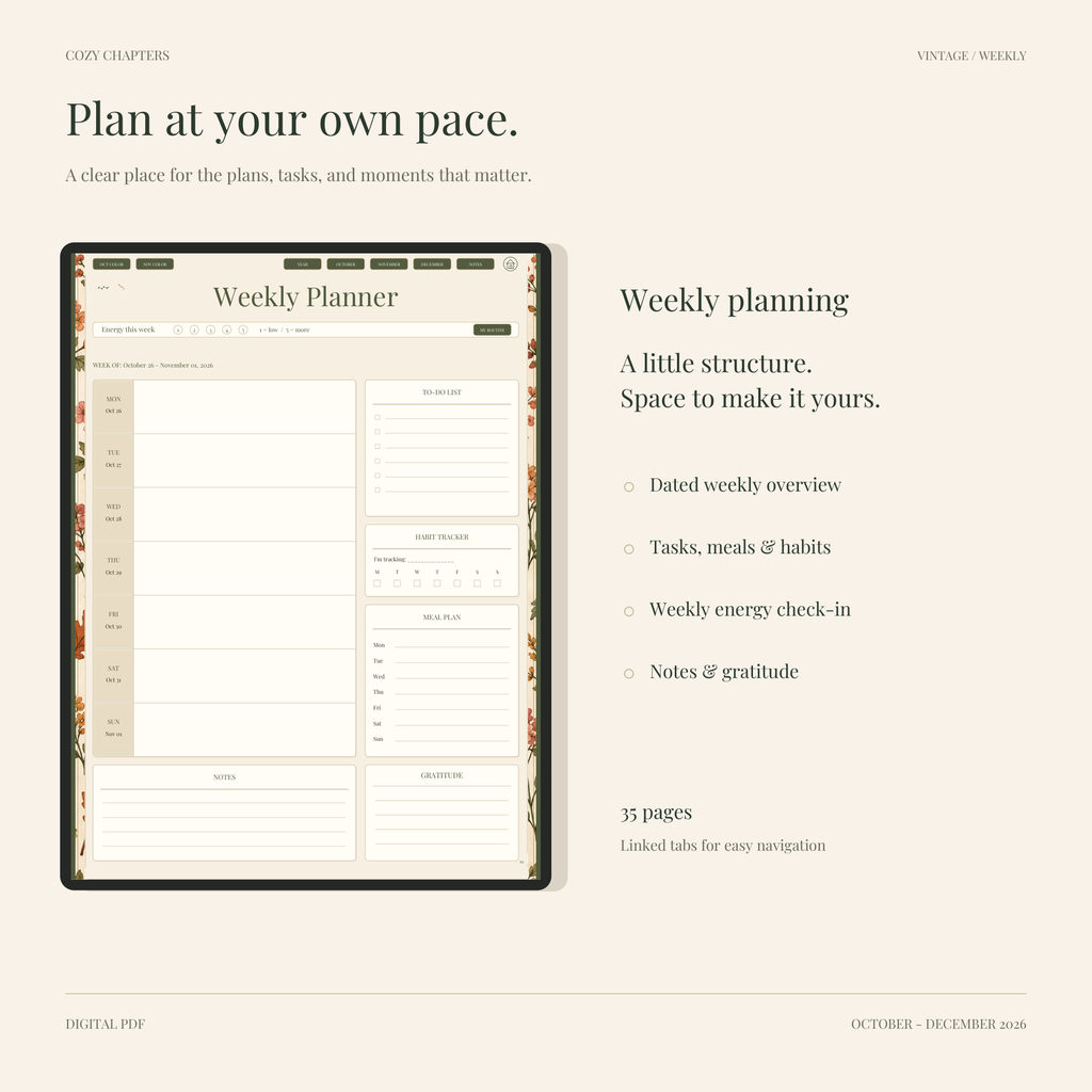 Fall Weekly Planner — Vintage
